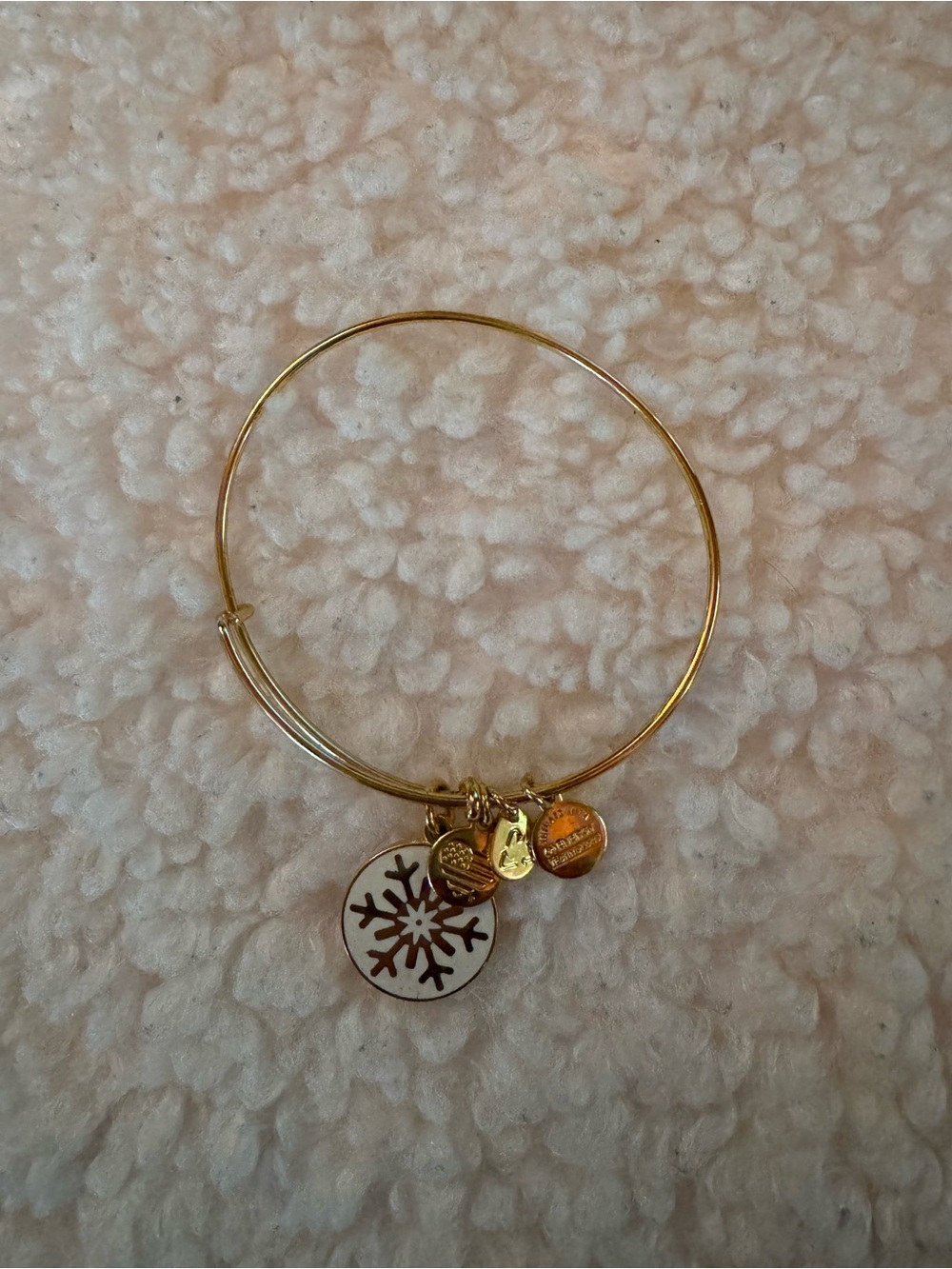 Gold Snowflake Charm Bangle Bracelet - Women Jewelry